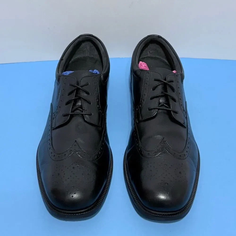 Rockport Men’s Wingtip Oxford Shoes – Black Leather, Waterproof, Size 12”